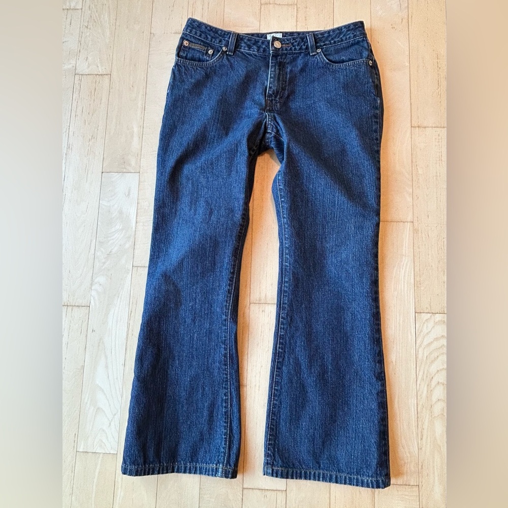 Vintage Y2K Calvin Klein High Rise Flare Jeans Women's Dark Blue Cotton Size 9